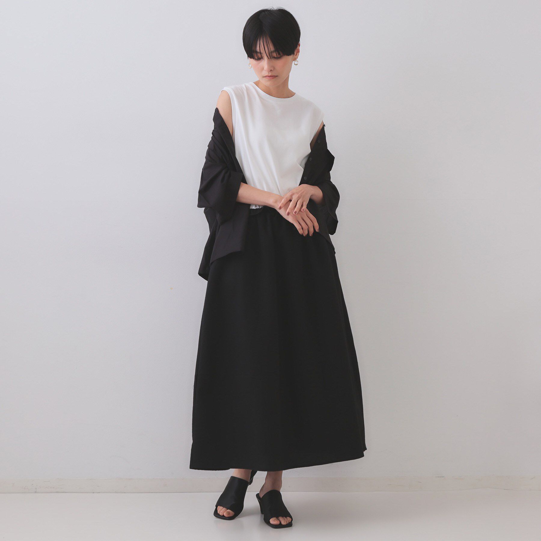 OPAQUE.CLIP「配色サッカードッキングワンピース【洗濯機洗い可】」|ワンピース|