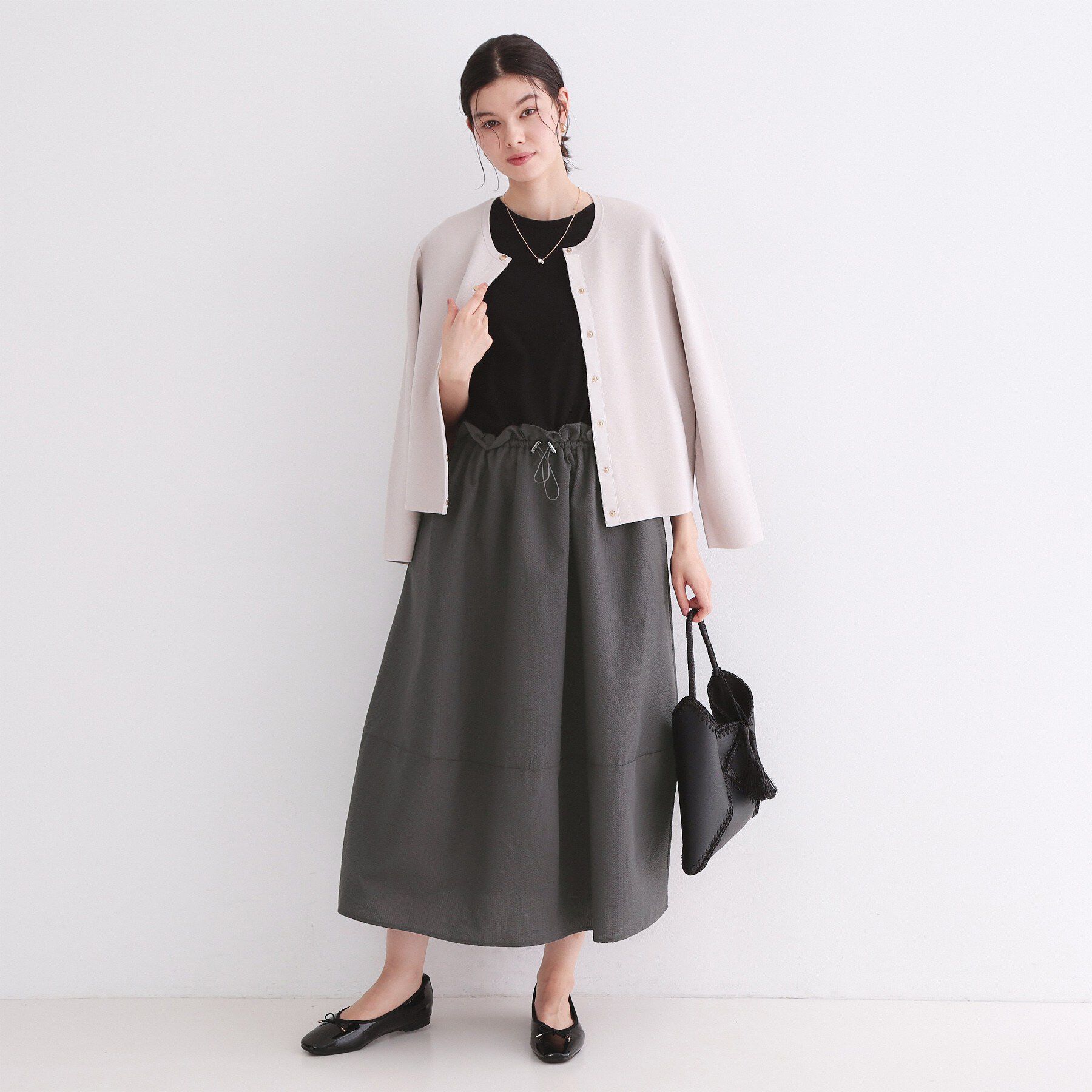 OPAQUE.CLIP「配色サッカードッキングワンピース【洗濯機洗い可】」|ワンピース|