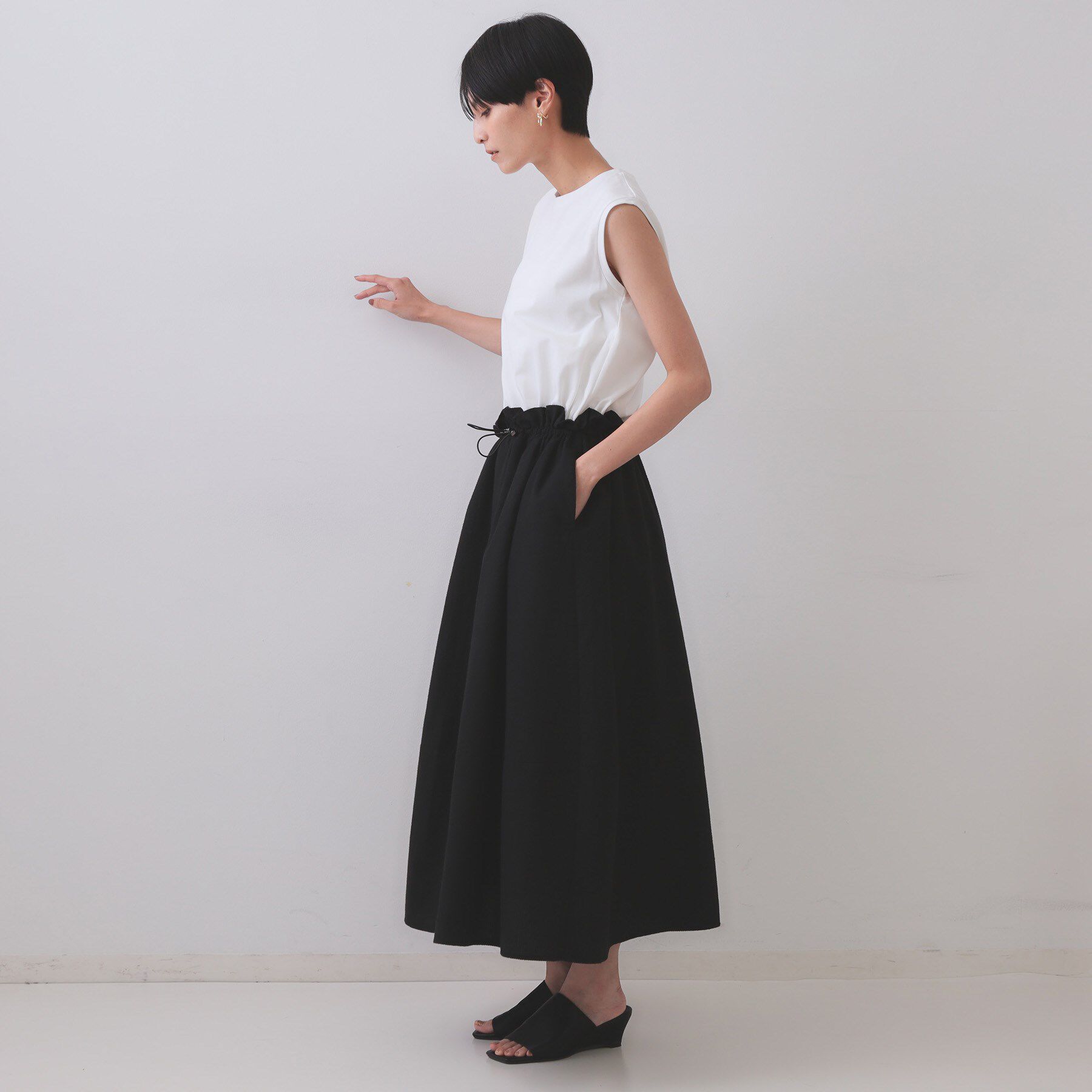 OPAQUE.CLIP「配色サッカードッキングワンピース【洗濯機洗い可】」|ワンピース|