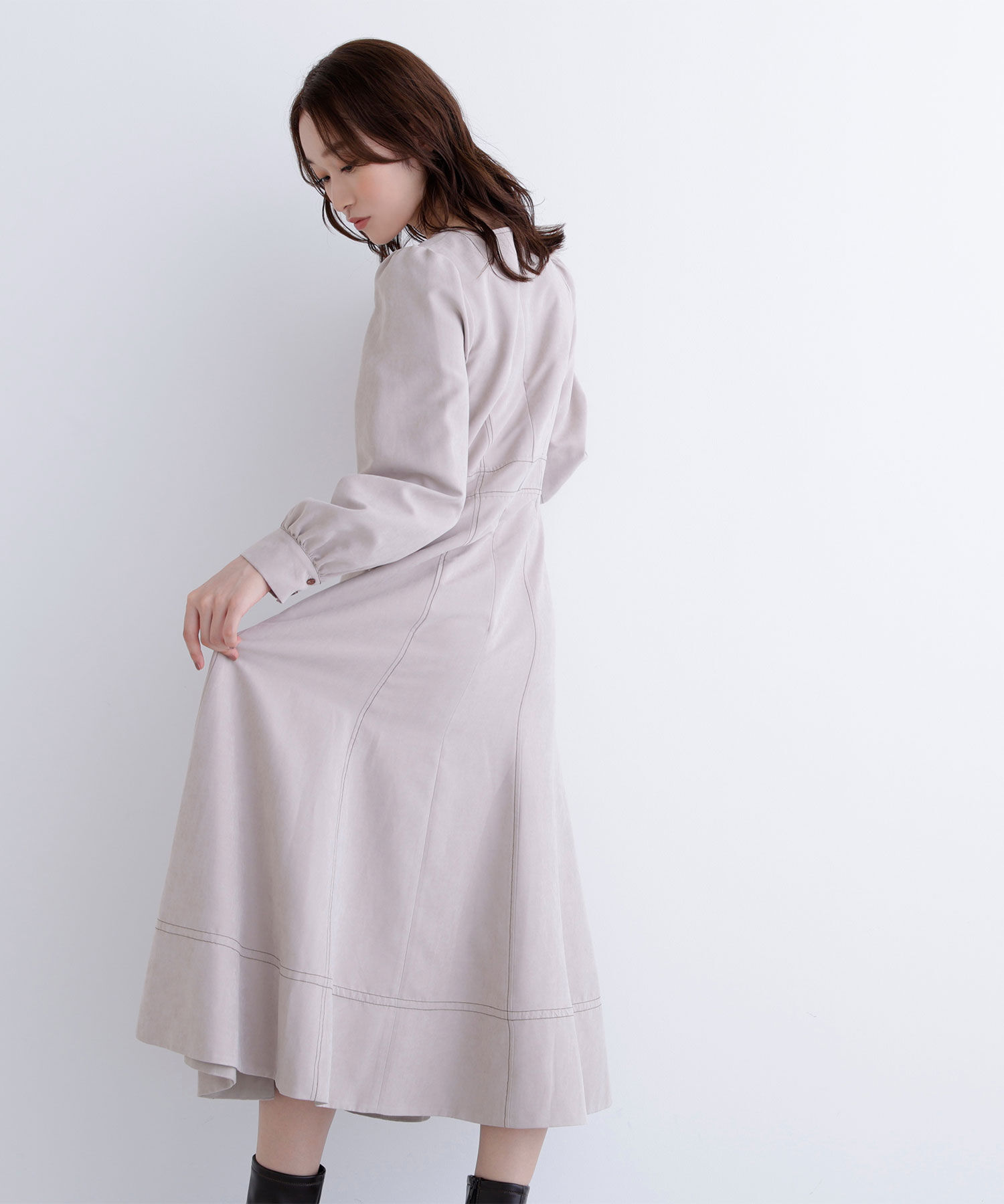  「バイカラーステッチワンピース」|ワンピース|