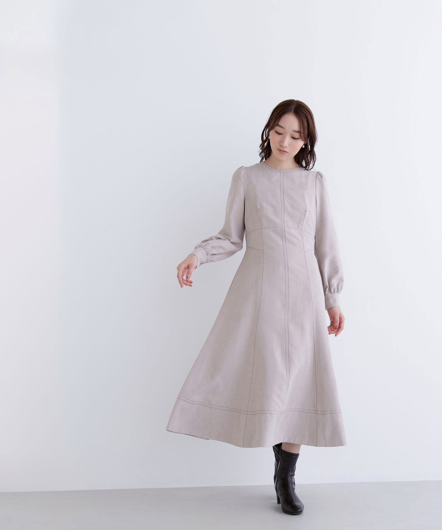  「バイカラーステッチワンピース」|ワンピース|