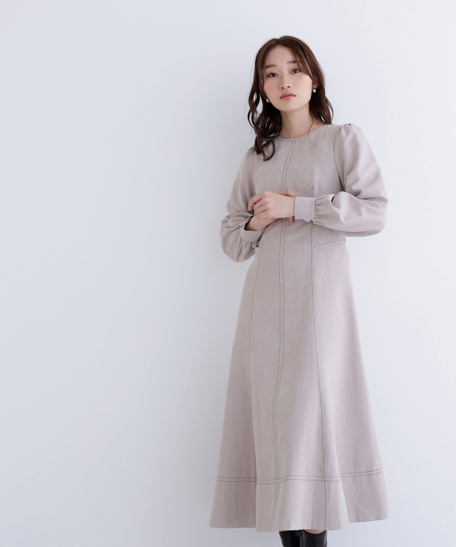  「バイカラーステッチワンピース」|ワンピース|