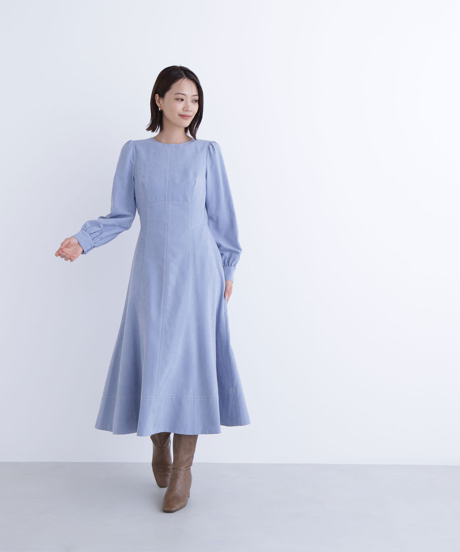  「バイカラーステッチワンピース」|ワンピース|