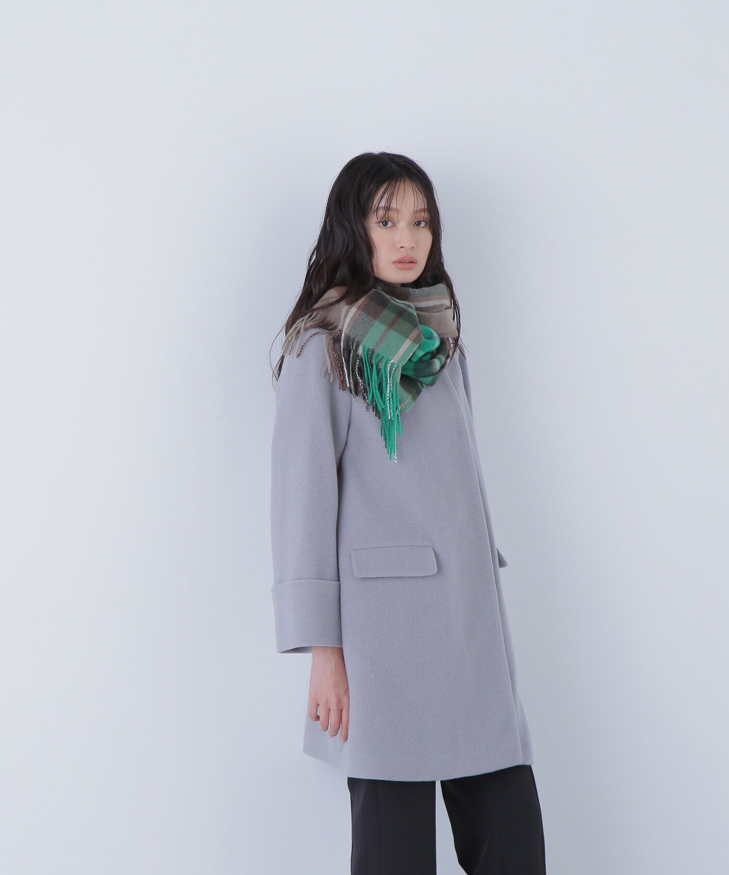  「ノーカラーミドルコート」|ブルゾン・スタジャン|