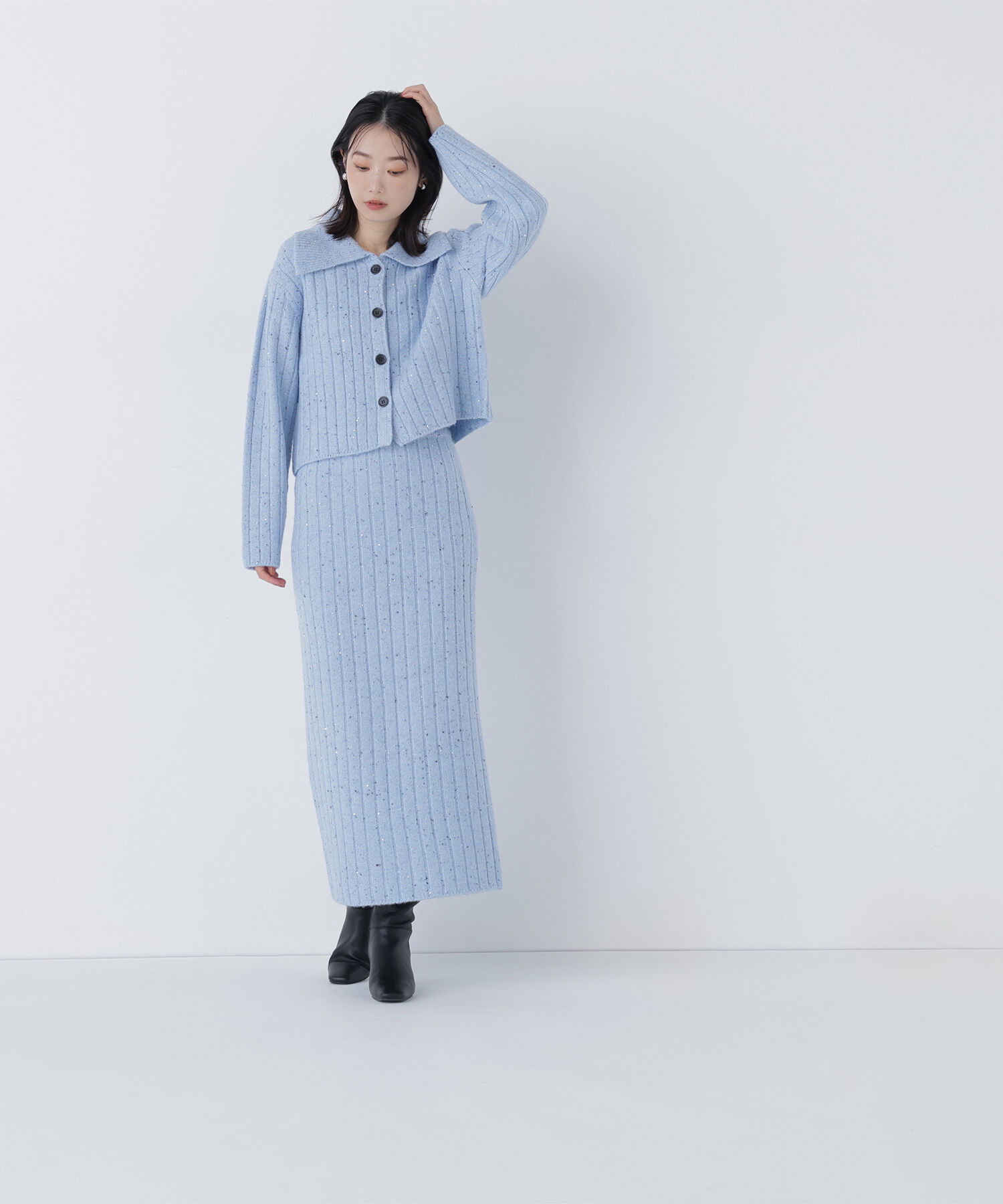  「スパンコールラメニットセットアップ」|ワンピース|