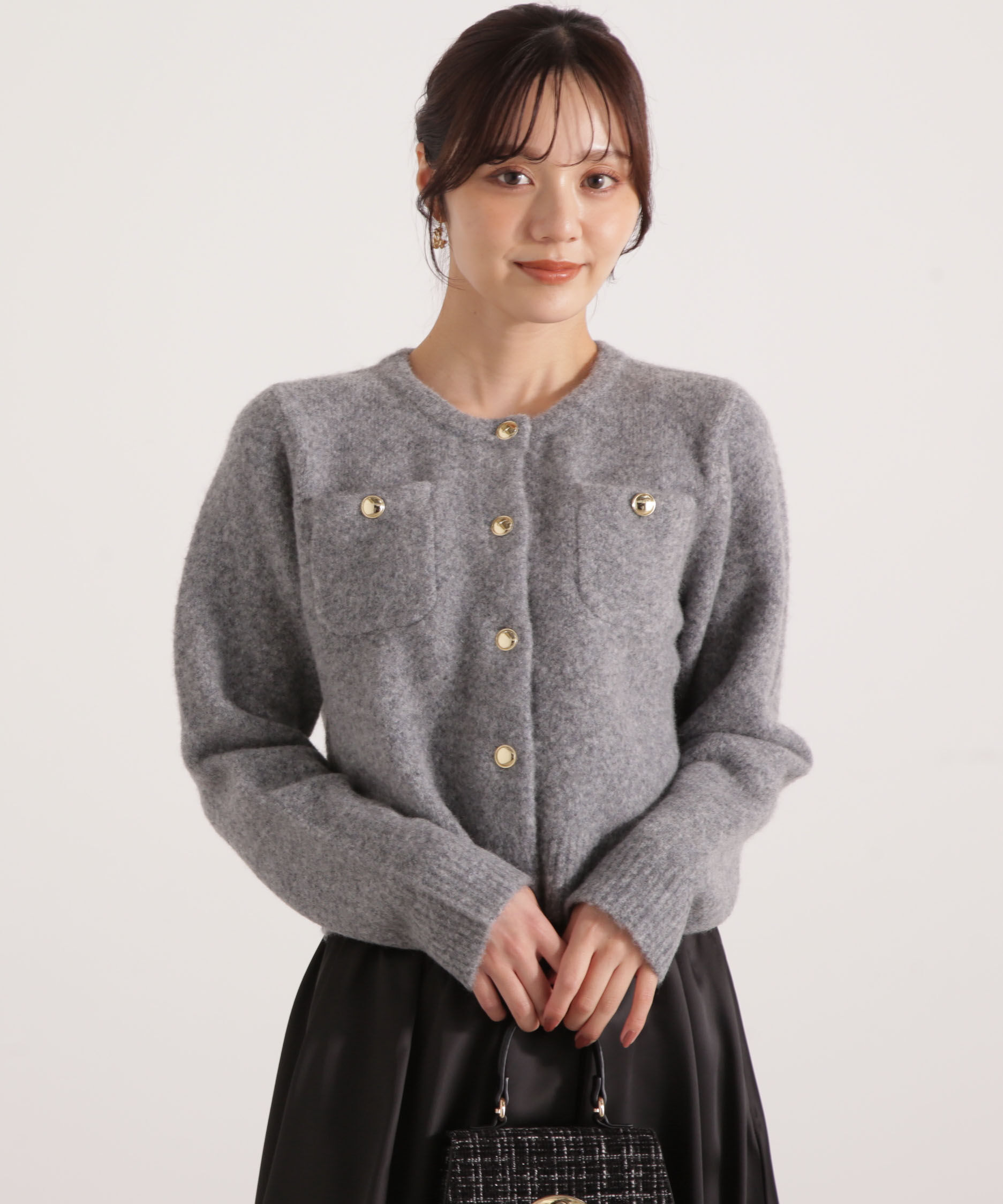 PROPORTION BODY DRESSING「釦POINTウール混カーディガン 25AW」|カーディガン|