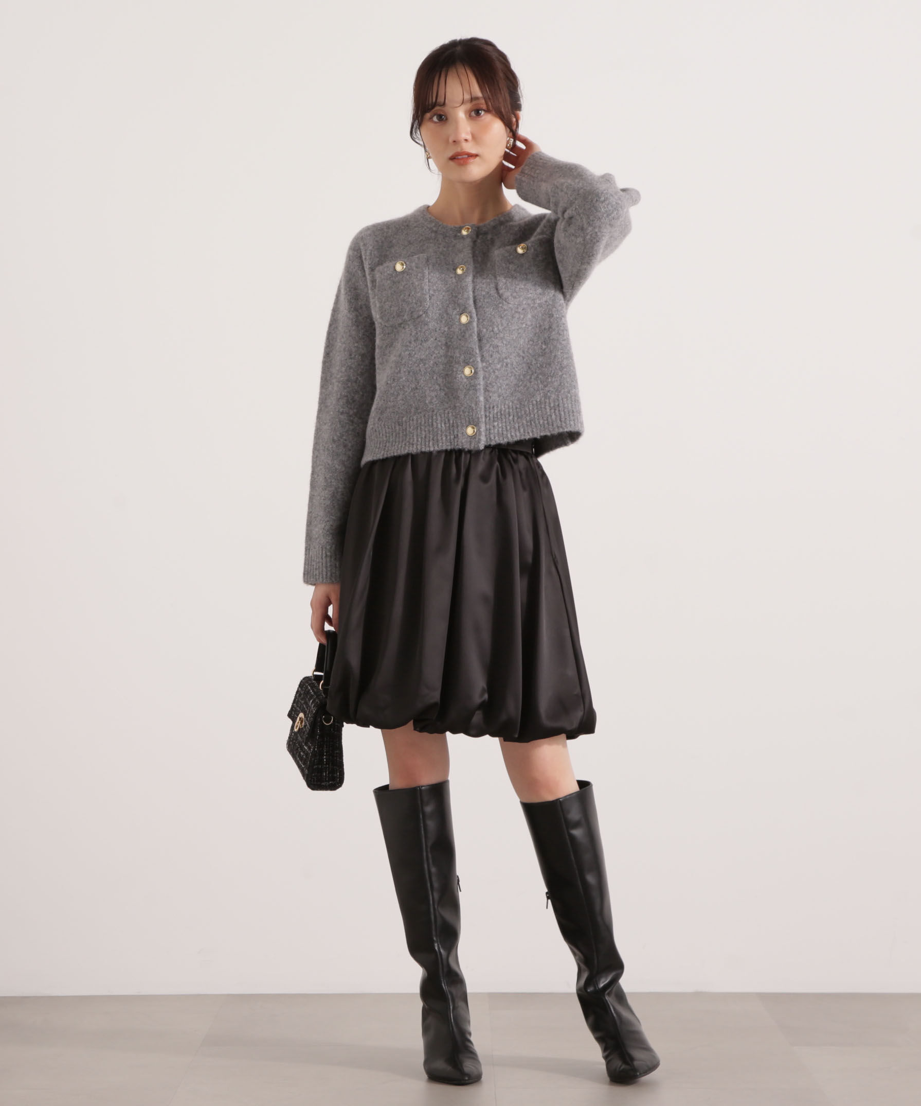 PROPORTION BODY DRESSING「釦POINTウール混カーディガン 25AW」|カーディガン|