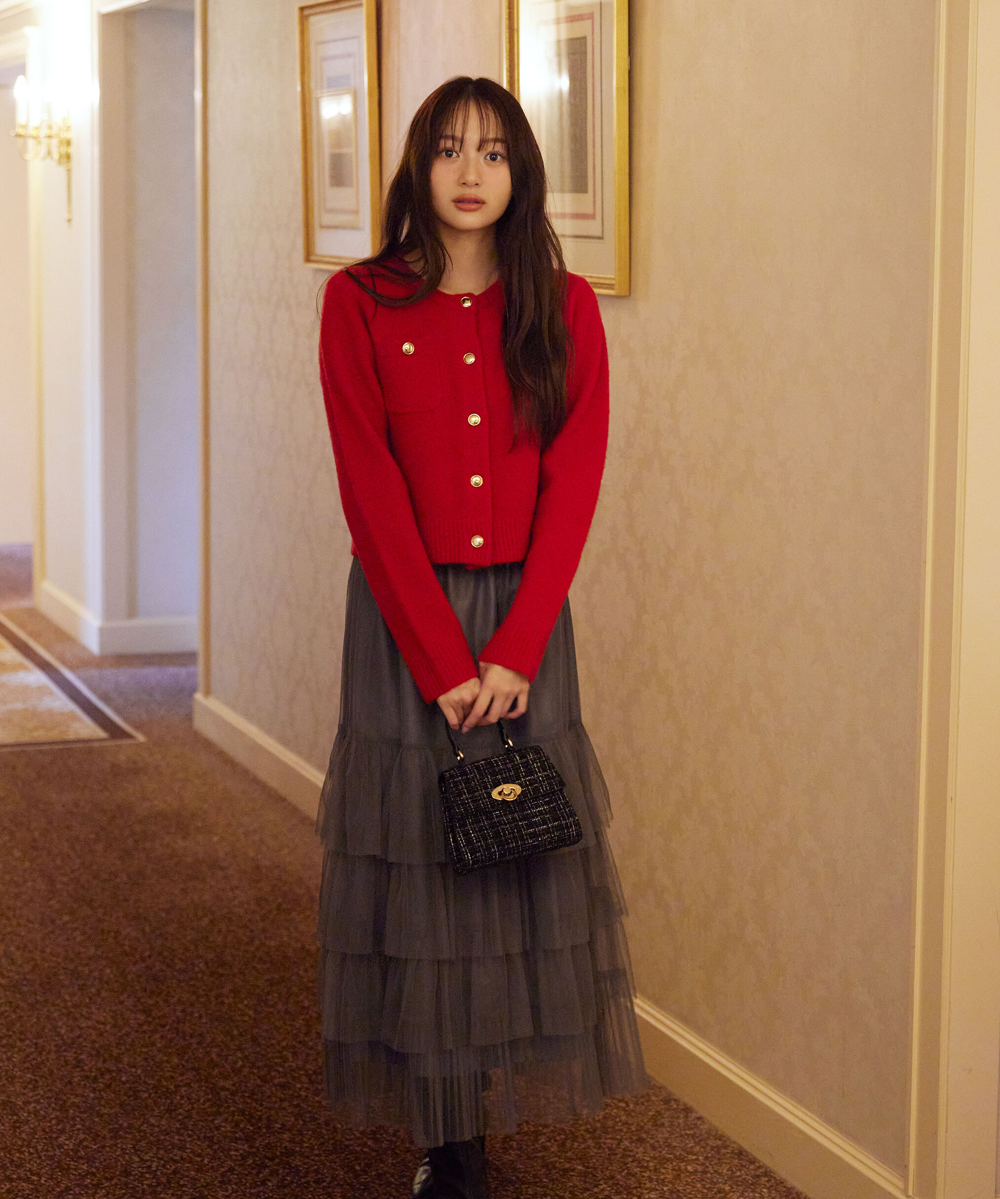 PROPORTION BODY DRESSING「釦POINTウール混カーディガン 25AW」|カーディガン|