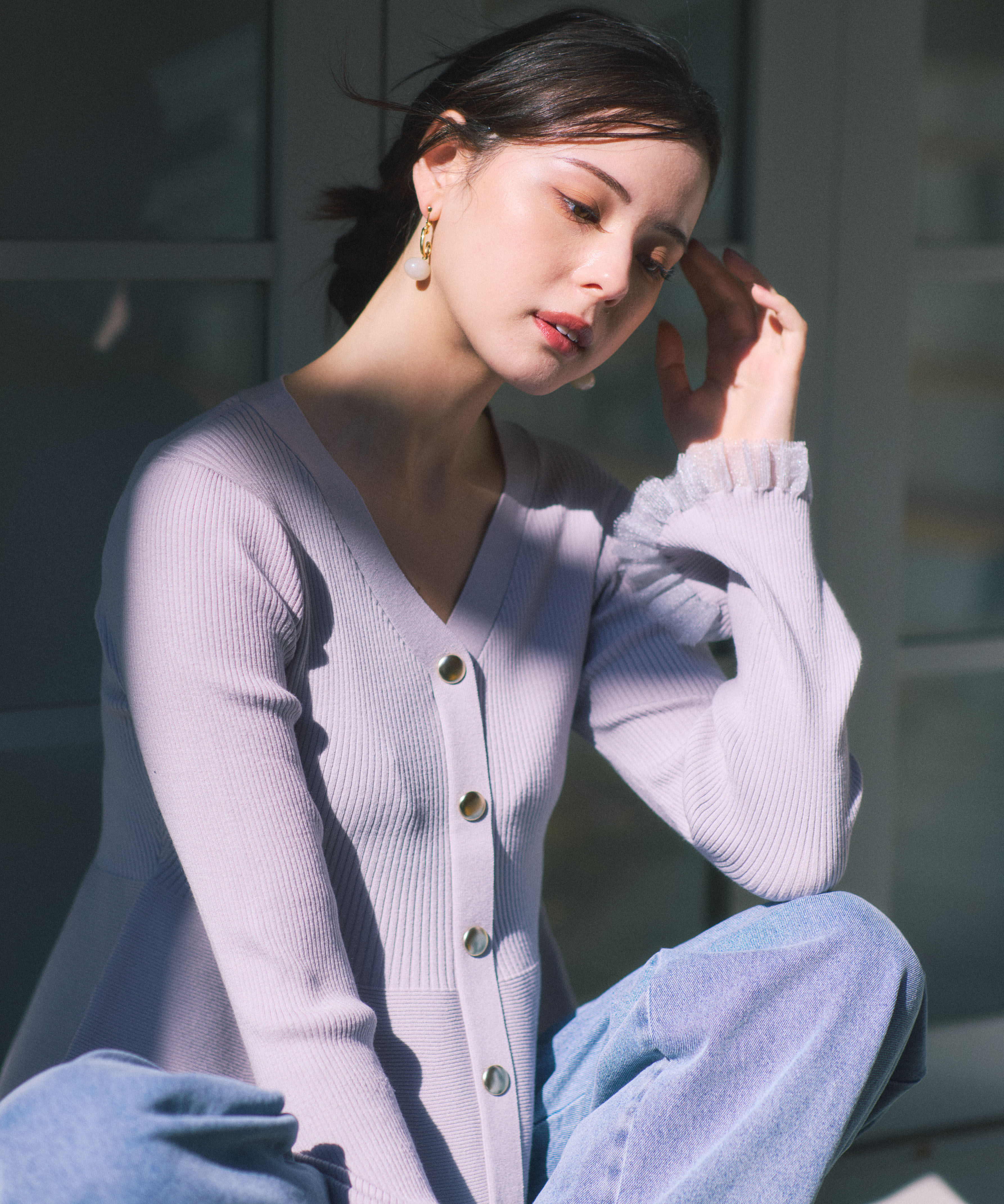 PROPORTION BODY DRESSING「シアー切替ペプラムニット　26SS」|ニット・セーター|