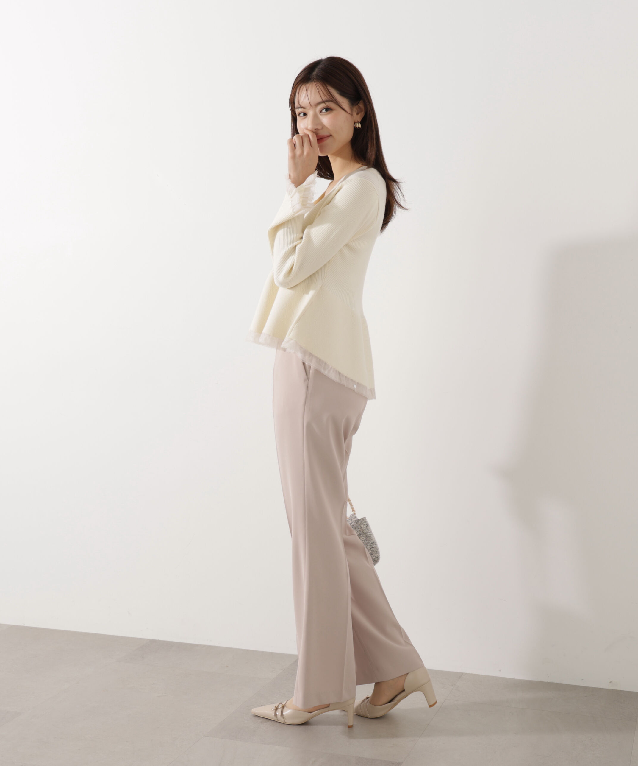 PROPORTION BODY DRESSING「シアー切替ペプラムニット　26SS」|ニット・セーター|