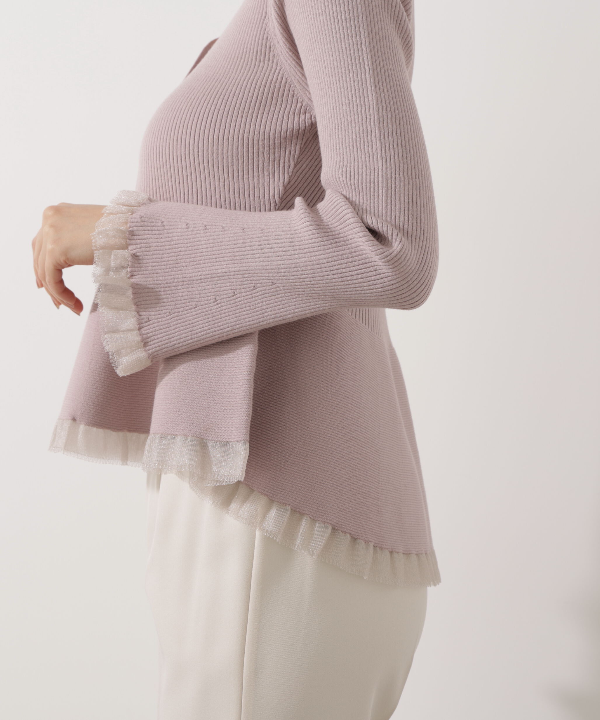 PROPORTION BODY DRESSING「シアー切替ペプラムニット　26SS」|ニット・セーター|