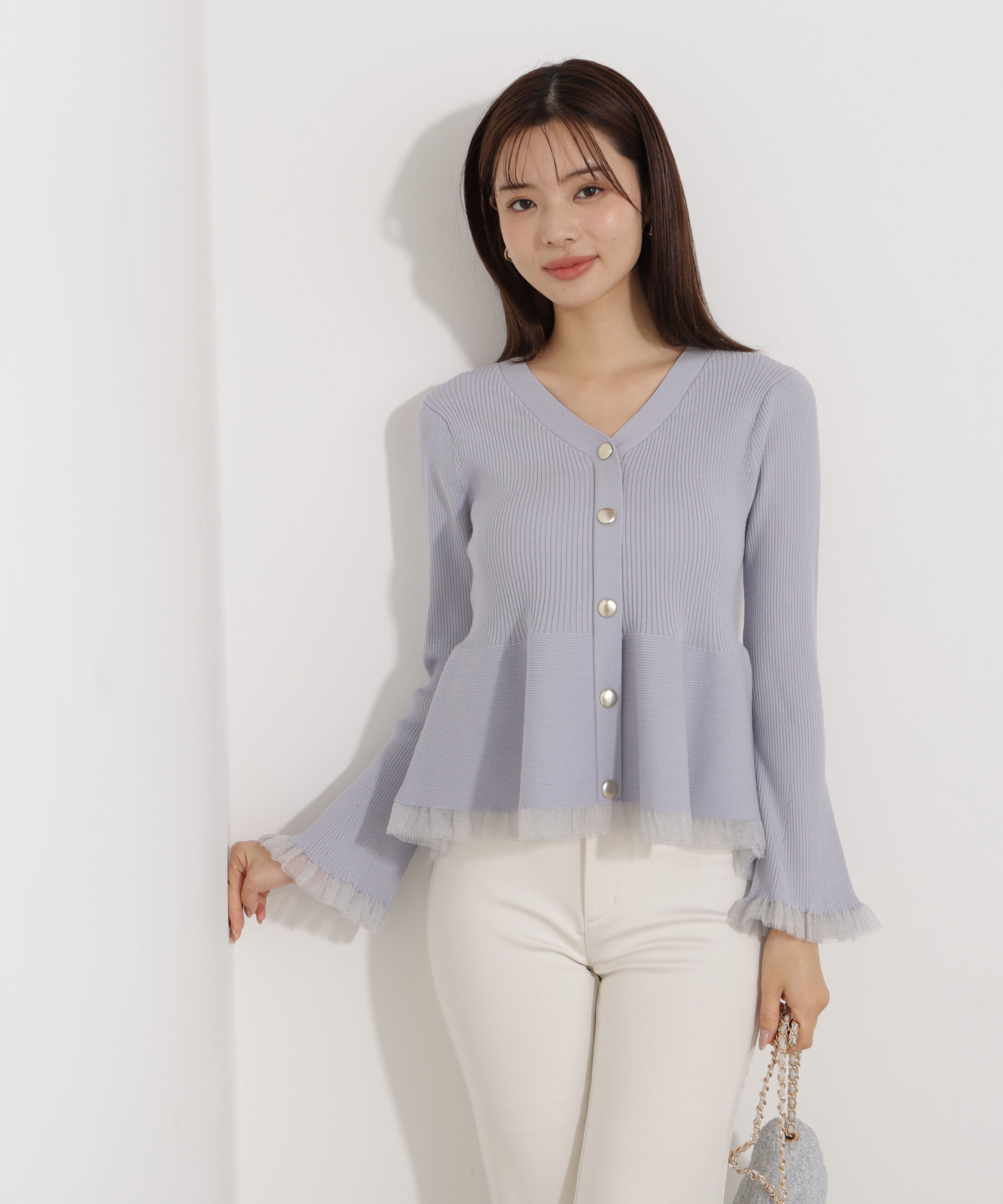 PROPORTION BODY DRESSING「シアー切替ペプラムニット　26SS」|ニット・セーター|