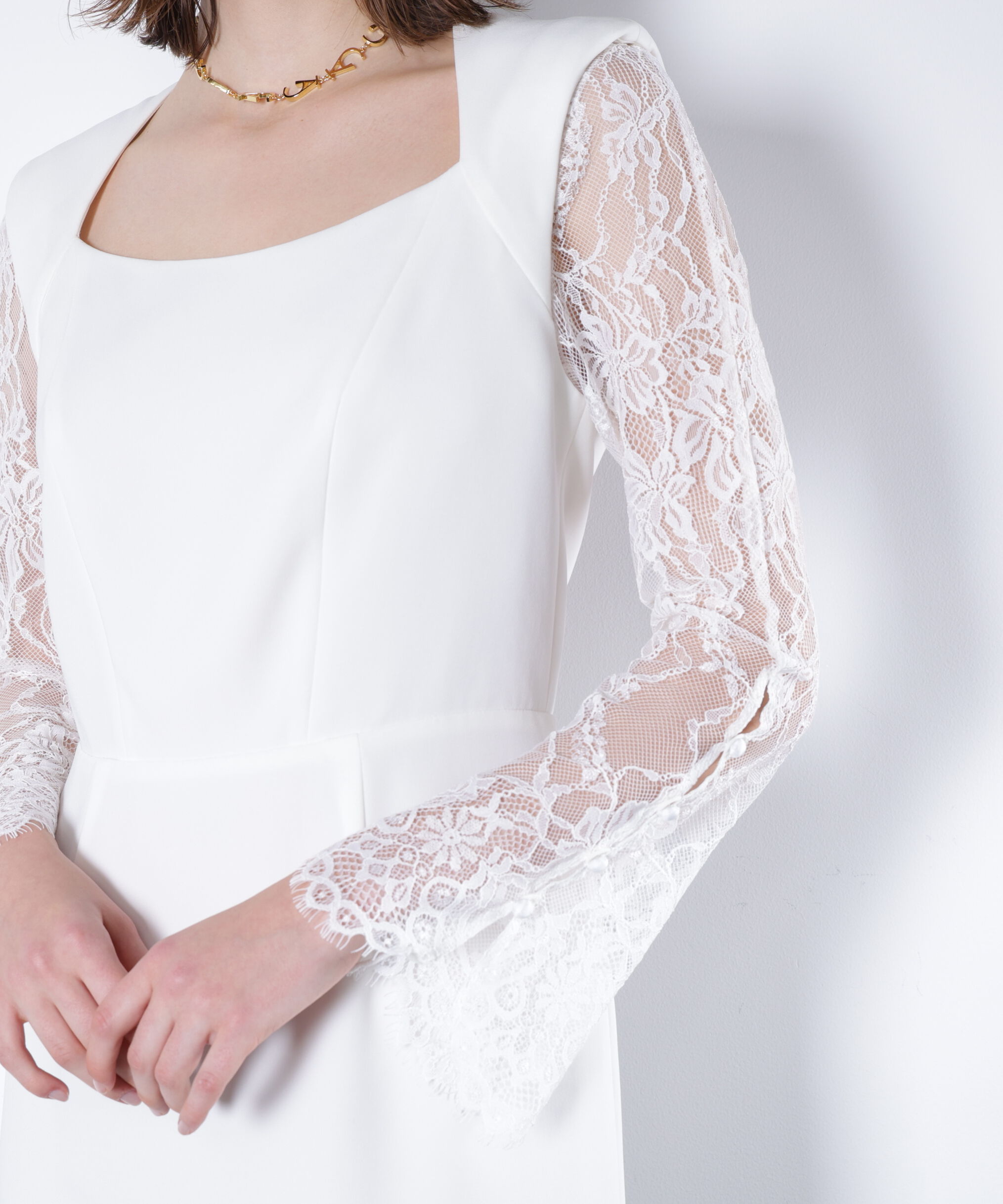  「ベアカットレースコンビドレス _」|ワンピース|