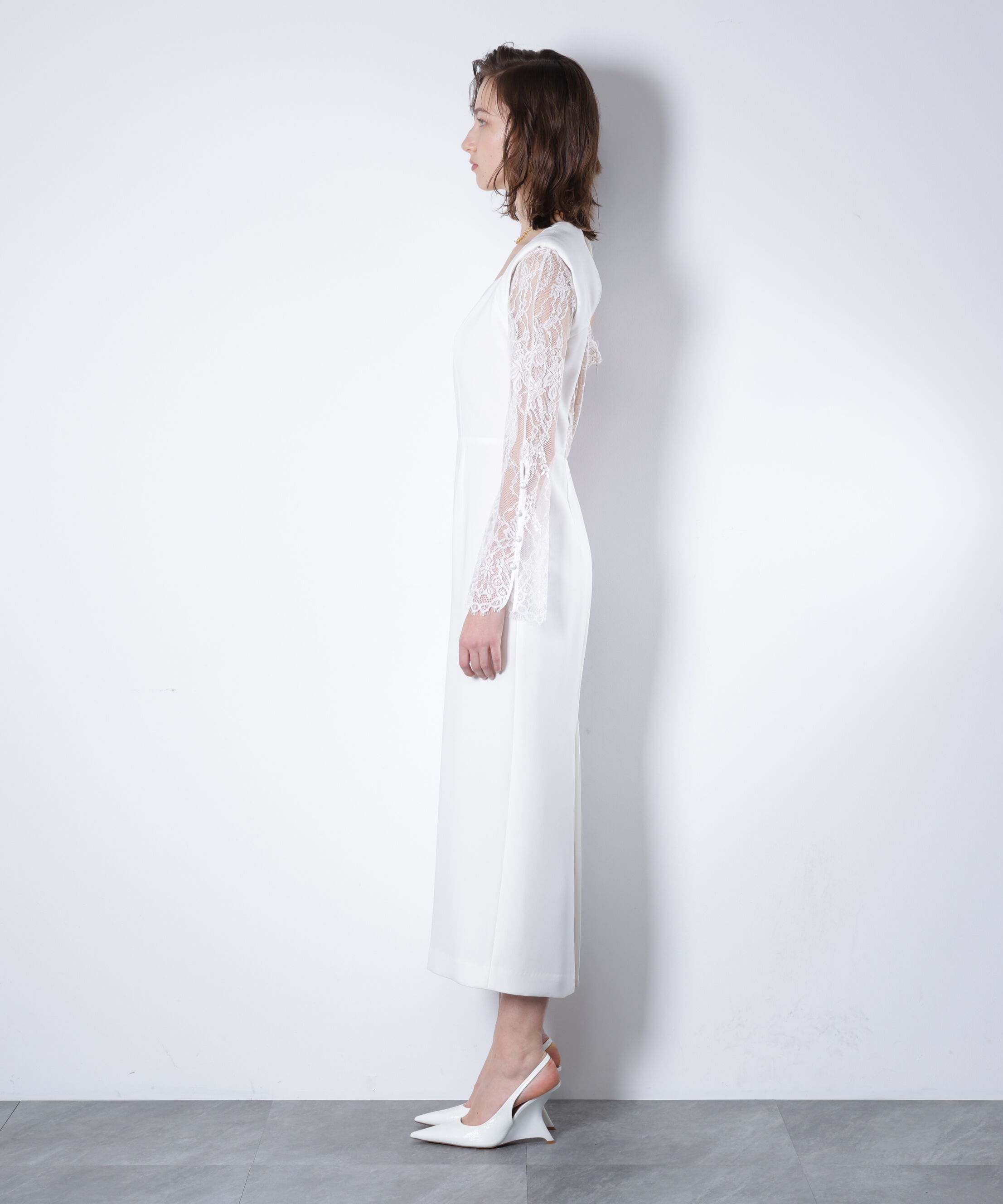  「ベアカットレースコンビドレス _」|ワンピース|