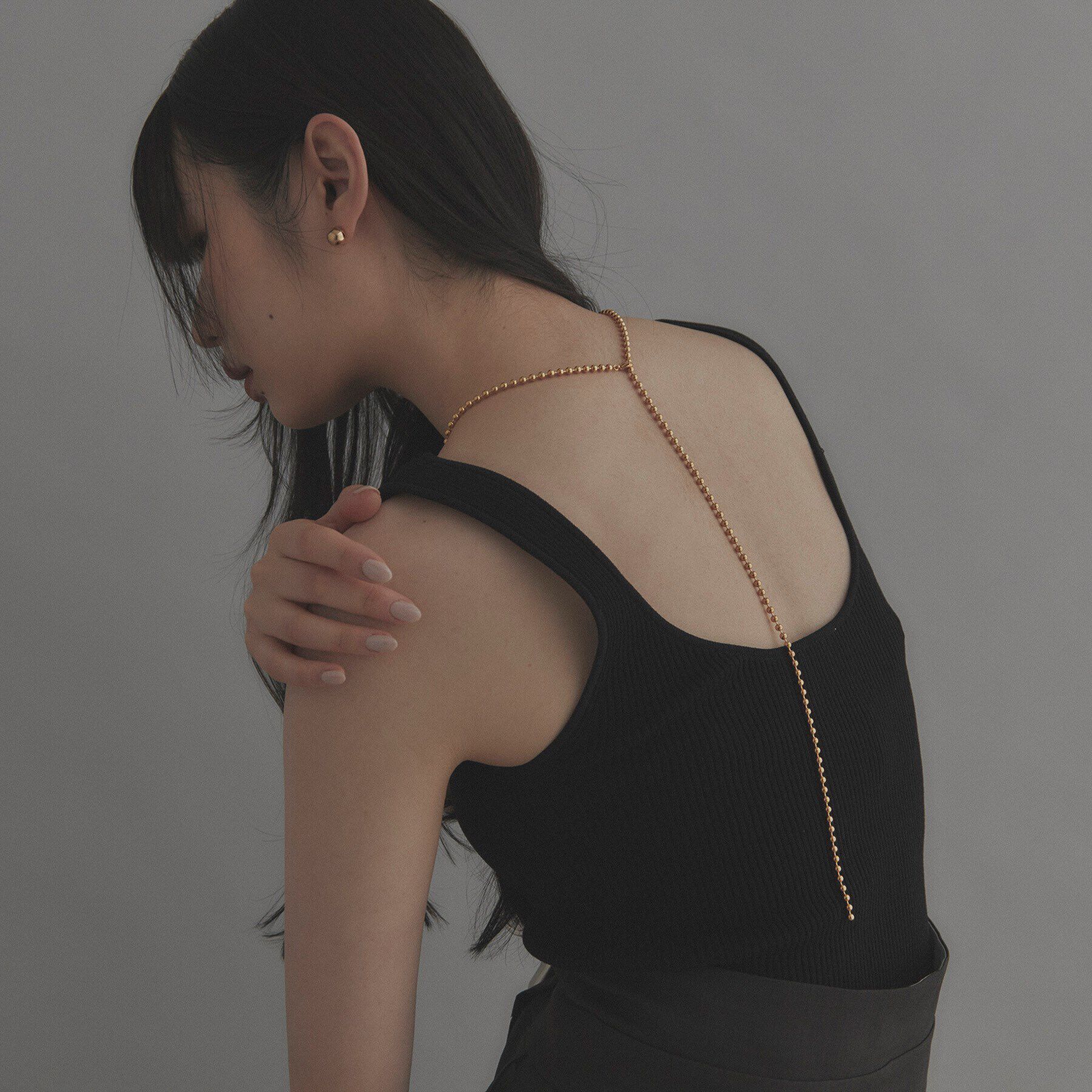 COCOSHNIK ONKITSCH「シルバー ボールチェーン ラリエット ネックレス GP」|ネックレス|