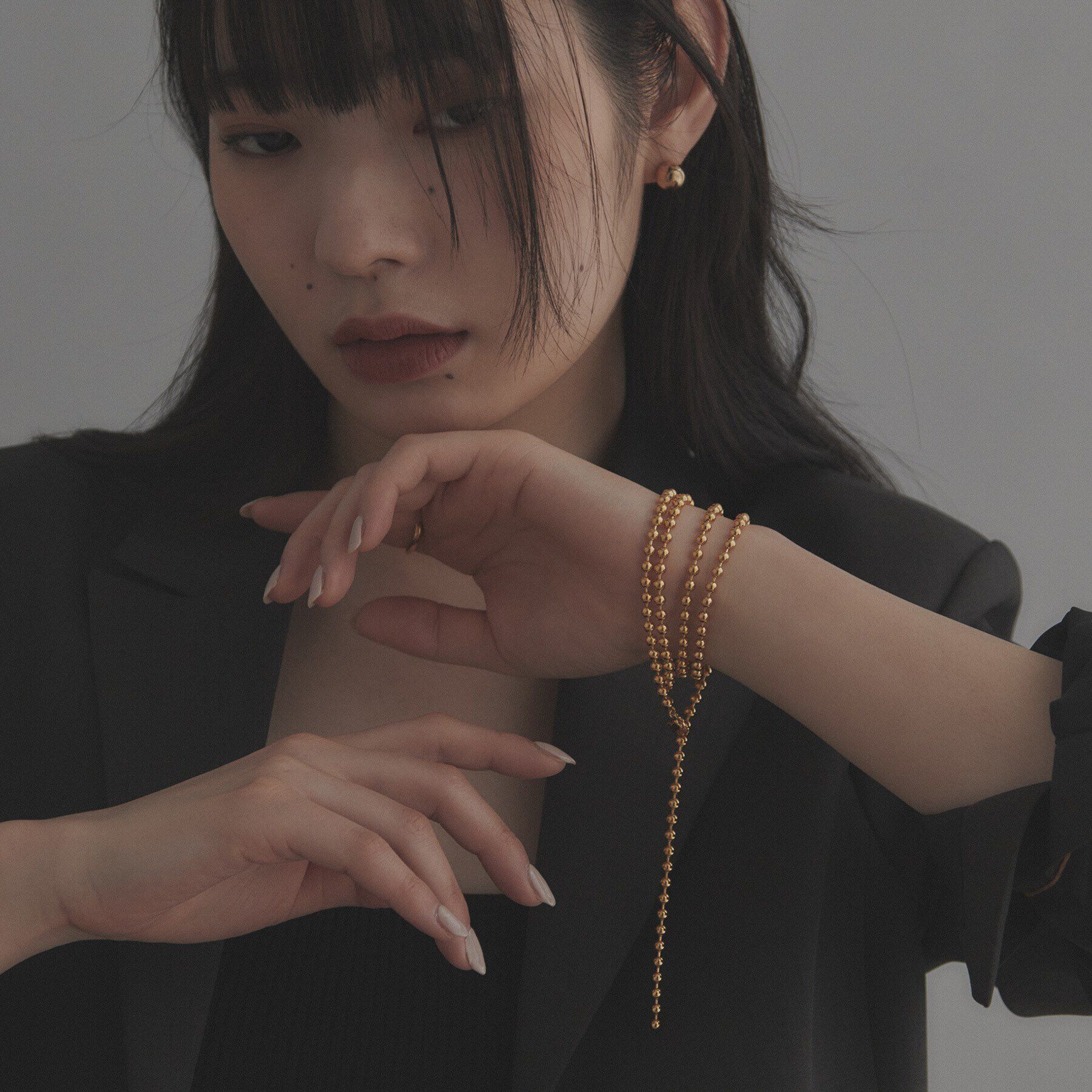 COCOSHNIK ONKITSCH「シルバー ボールチェーン ラリエット ネックレス GP」|ネックレス|