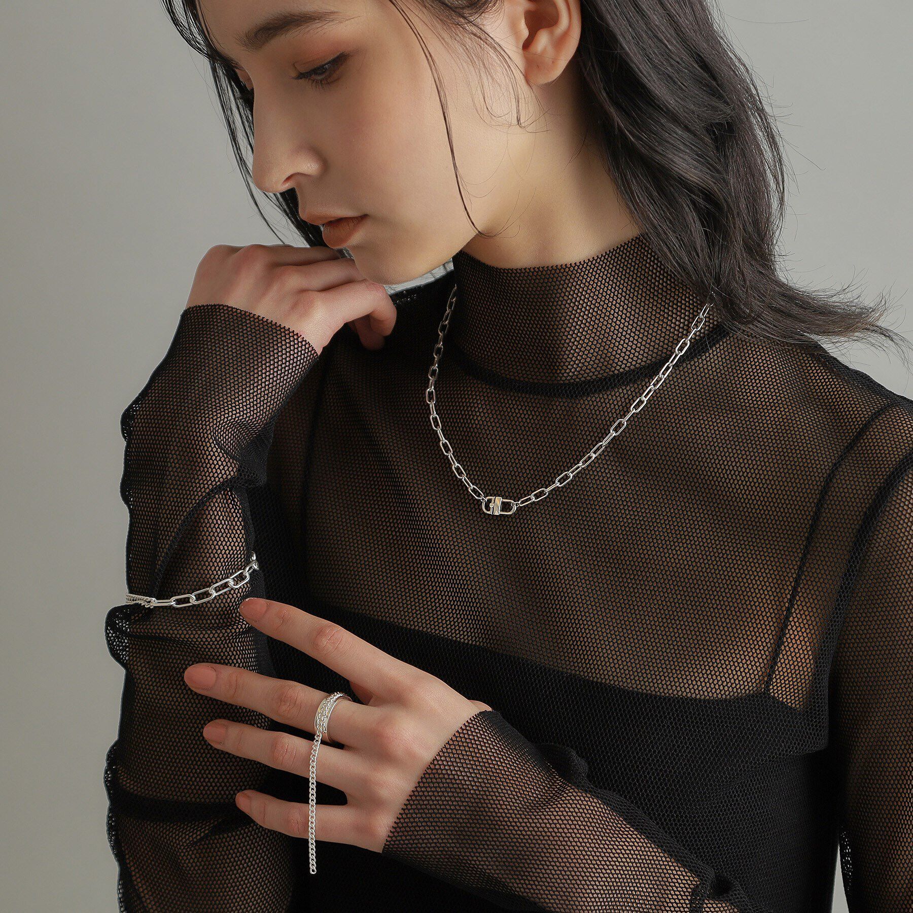 COCOSHNIK ONKITSCH「シルバー ロックモチーフネックレス」|ネックレス|