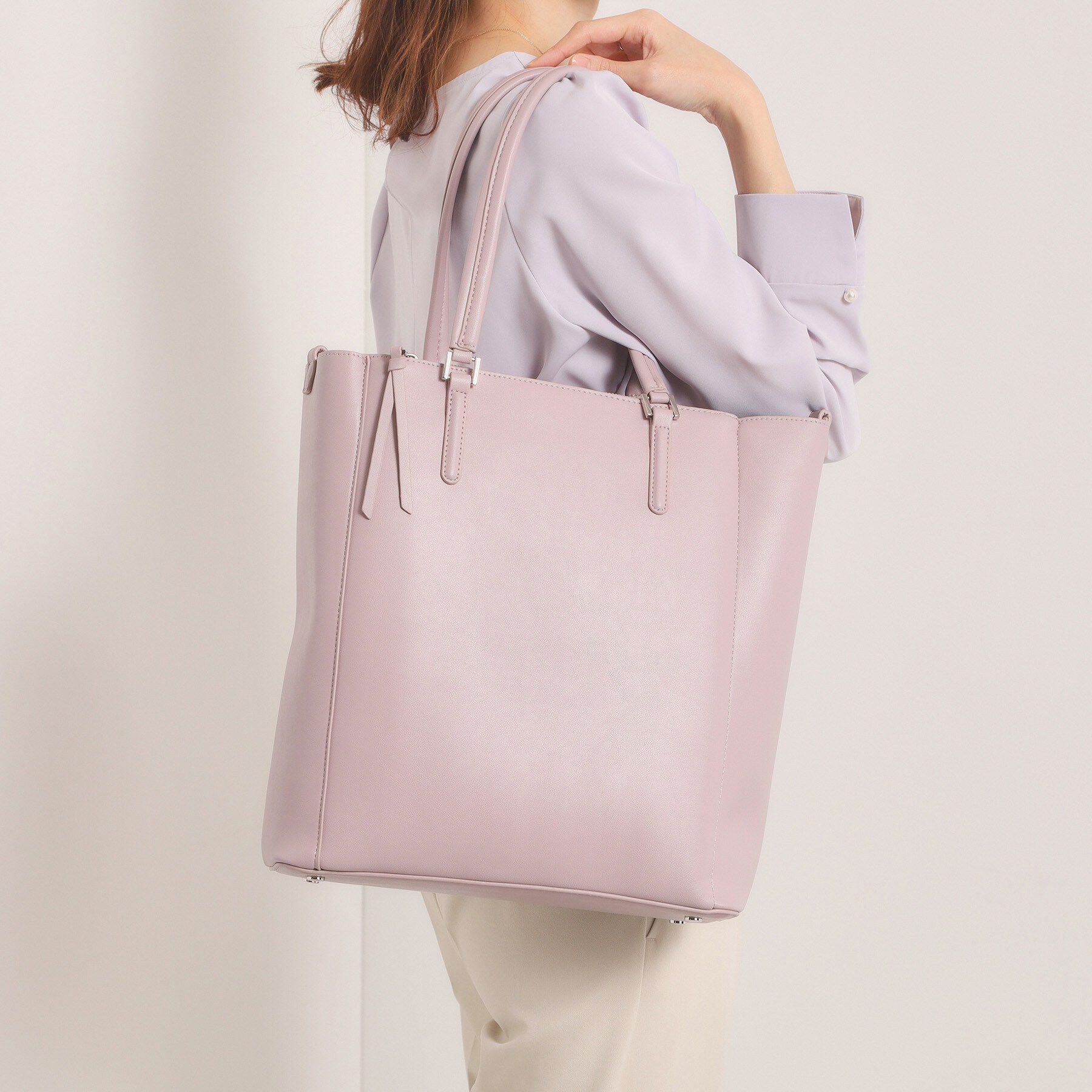 ITS&rsquo;DEMO「PU軽量2WAY縦型A4トート」|トートバッグ|ラベンダー(080)