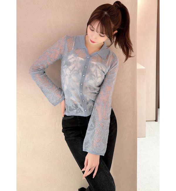 RESEXXY「シアーポロニットトップス」|ニット・セーター|