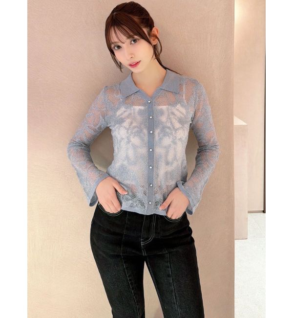 RESEXXY「シアーポロニットトップス」|ニット・セーター|