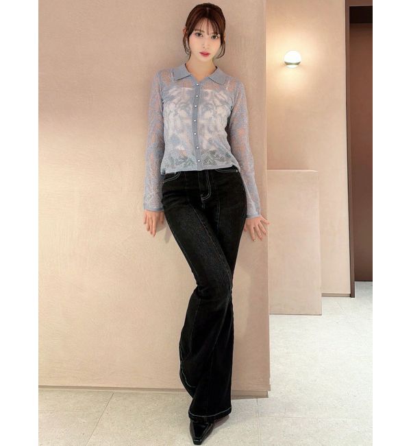 RESEXXY「シアーポロニットトップス」|ニット・セーター|