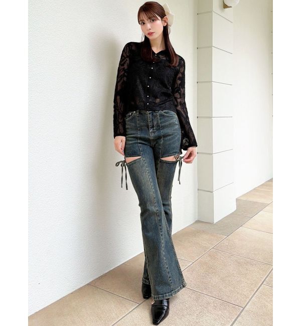 RESEXXY「シアーポロニットトップス」|ニット・セーター|