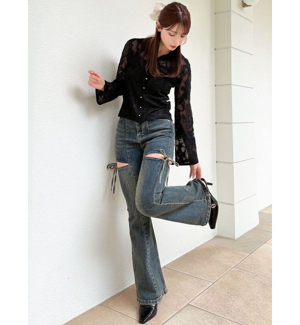 RESEXXY「シアーポロニットトップス」|ニット・セーター|