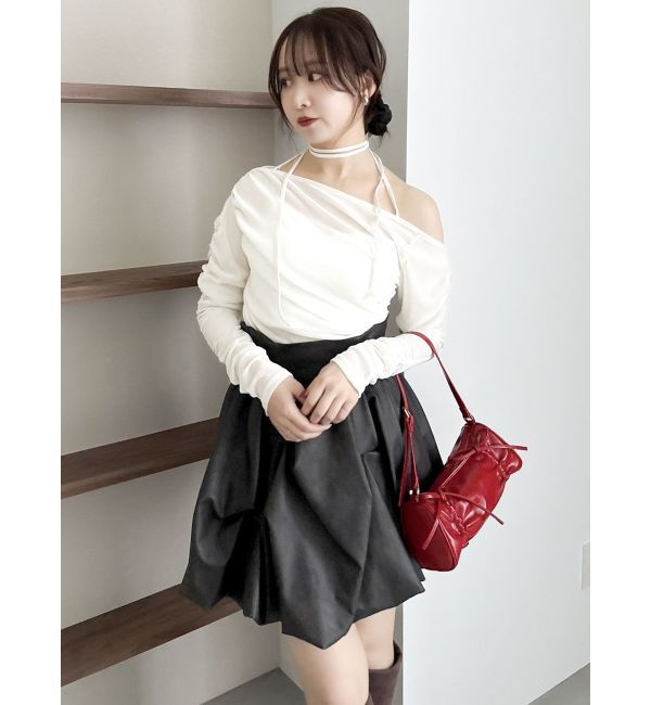 dazzlin「アシメギャザーシアーベロアカットソー」|Tシャツ・カットソー|