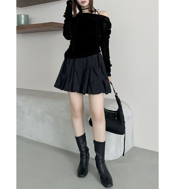 dazzlin「アシメギャザーシアーベロアカットソー」|Tシャツ・カットソー|