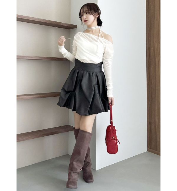 dazzlin「アシメギャザーシアーベロアカットソー」|Tシャツ・カットソー|