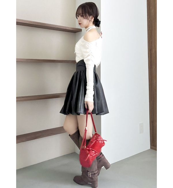 dazzlin「アシメギャザーシアーベロアカットソー」|Tシャツ・カットソー|