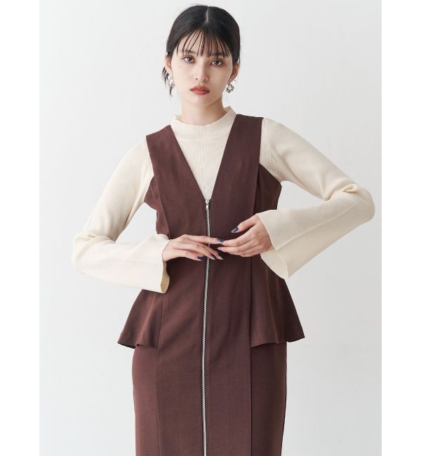 MURUA「フロントZIPペプラムジャンパースカート」|ジャンパースカート|