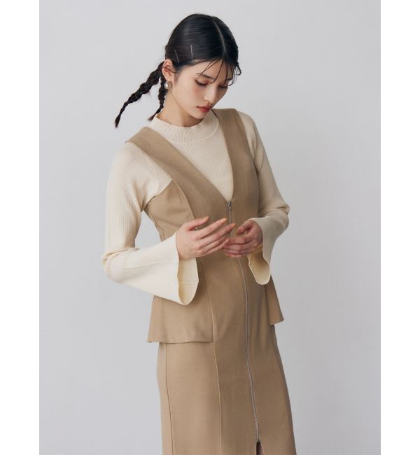 MURUA「フロントZIPペプラムジャンパースカート」|ジャンパースカート|