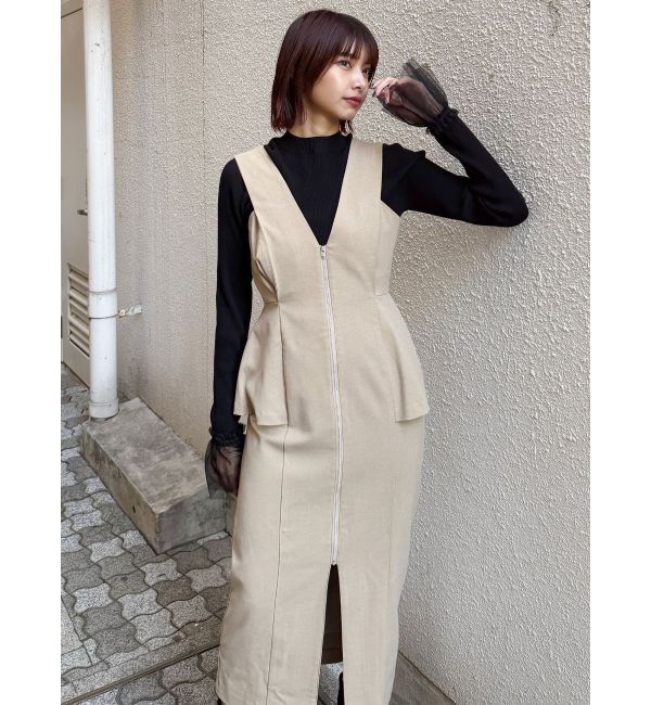 MURUA「フロントZIPペプラムジャンパースカート」|ジャンパースカート|