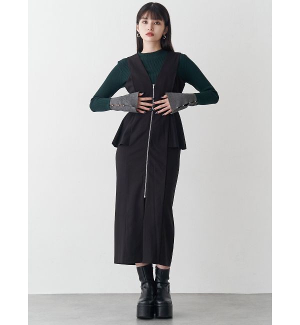 MURUA「フロントZIPペプラムジャンパースカート」|ジャンパースカート|