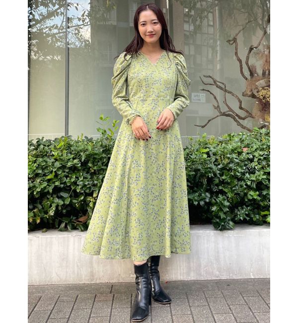 LAGUNAMOON「フラワープリントカシュクールワンピース」|ワンピース|グリーン