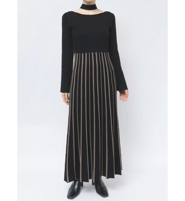 LAGUNAMOON「ストライプフレアニットワンピース」|ワンピース|