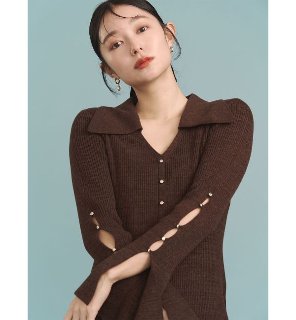 LAGUNAMOON「ビックカラーメタルボタンワンピース」|ワンピース|ブラウン