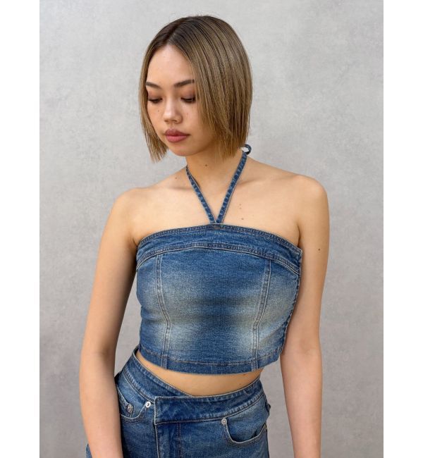 EVRIS「ホルターネックデニムビスチェ【セットアップ着用可能】」|キャミソール|