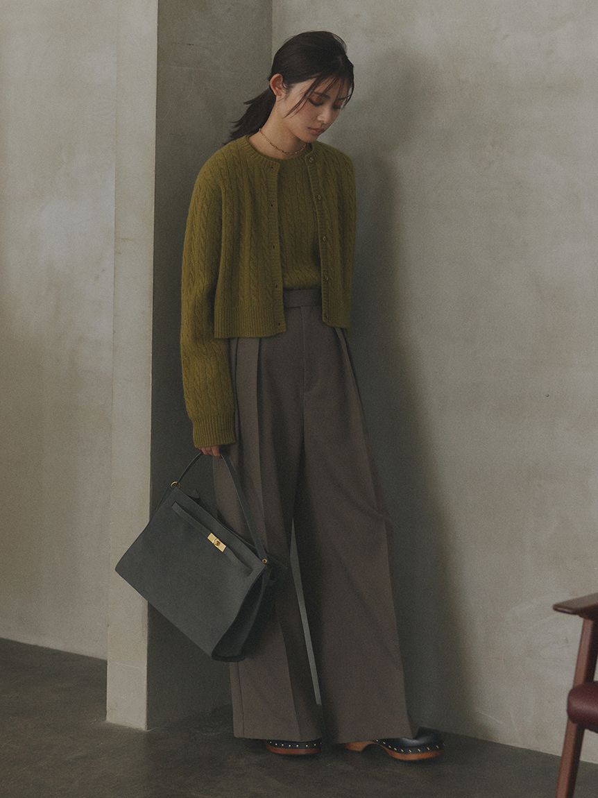 Mila Owen「ウエストベルトタックワイドパンツ」|チノ|
