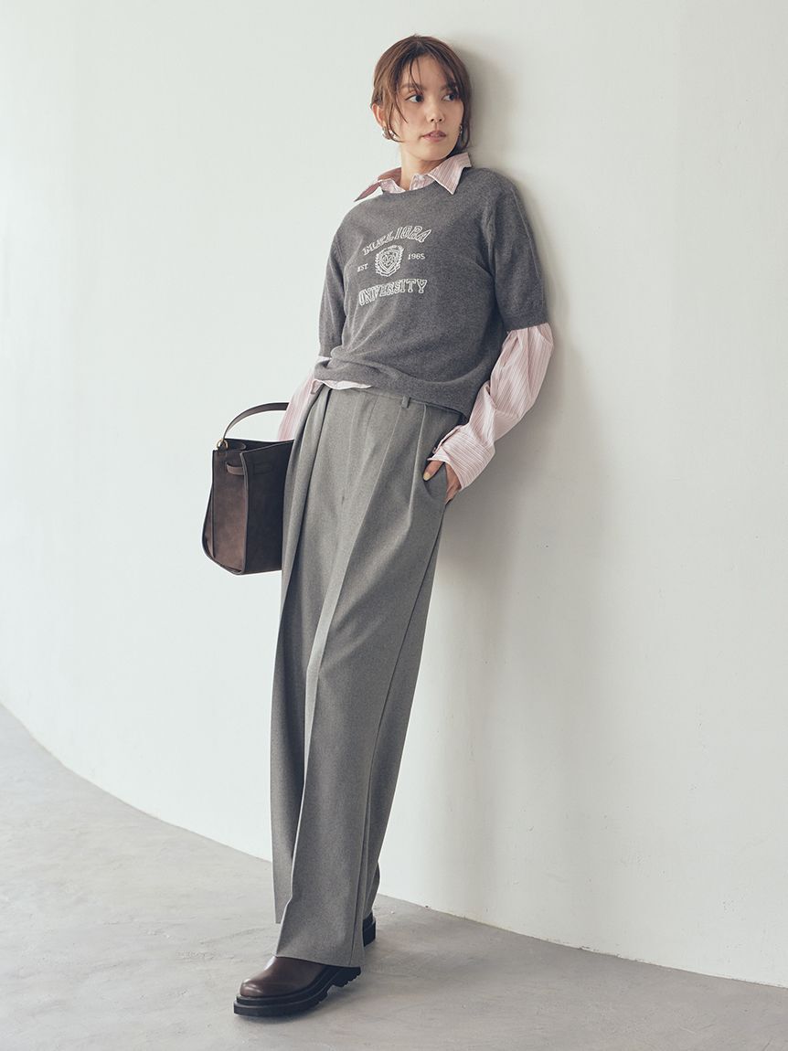 Mila Owen「ウエストベルトタックワイドパンツ」|チノ|