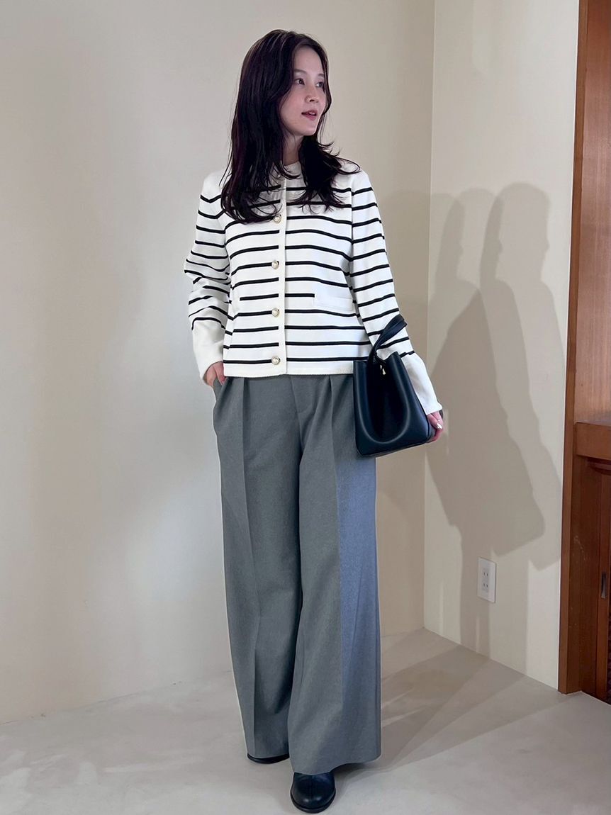 Mila Owen「ウエストベルトタックワイドパンツ」|チノ|