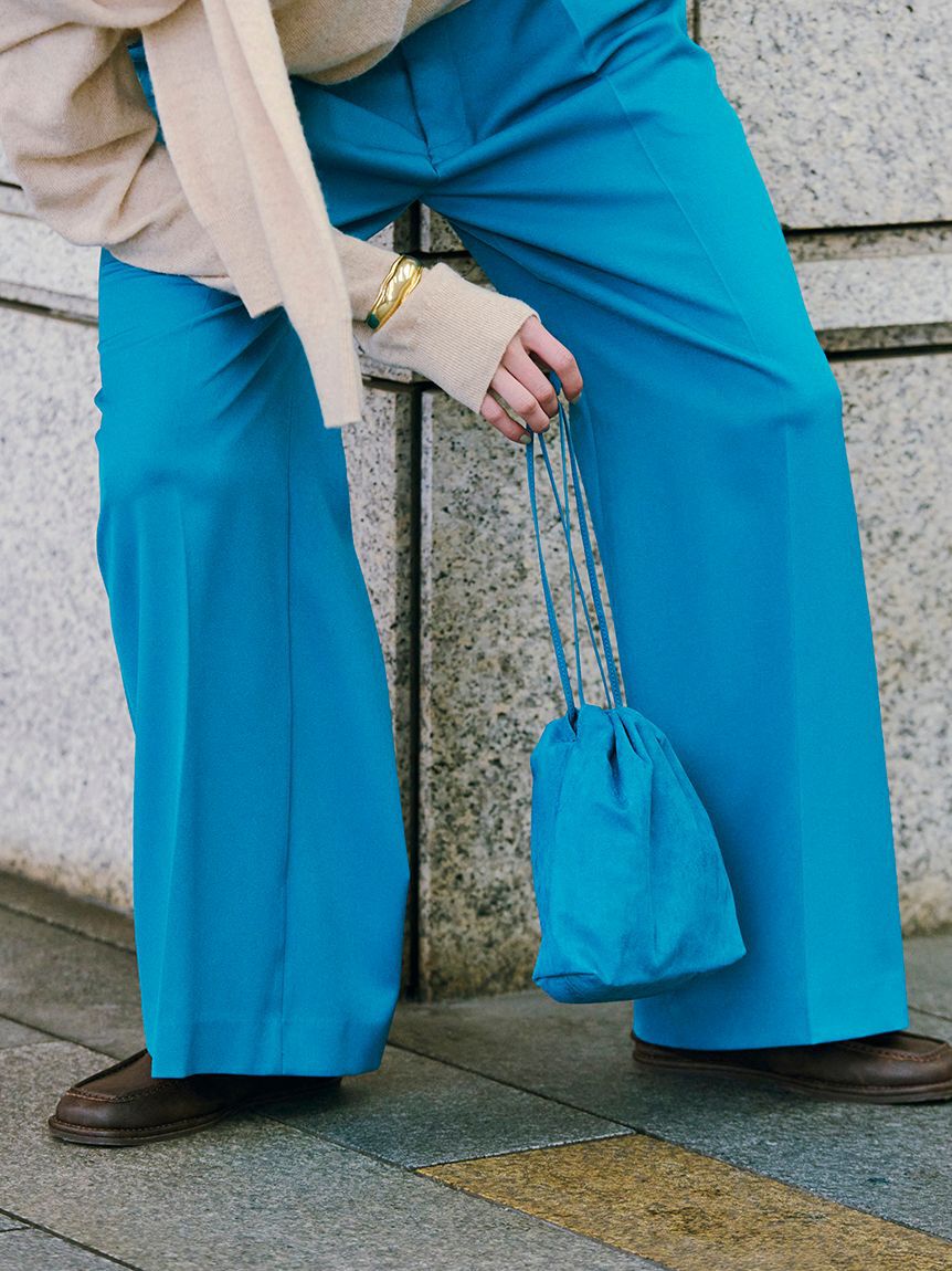 Mila Owen「ウエストベルトタックワイドパンツ」|チノ|