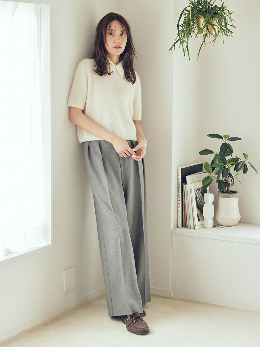 Mila Owen「ウエストベルトタックワイドパンツ」|チノ|