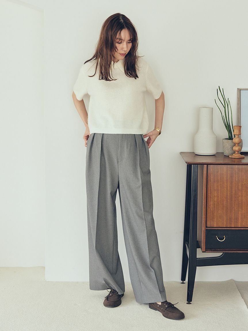 Mila Owen「ウエストベルトタックワイドパンツ」|チノ|