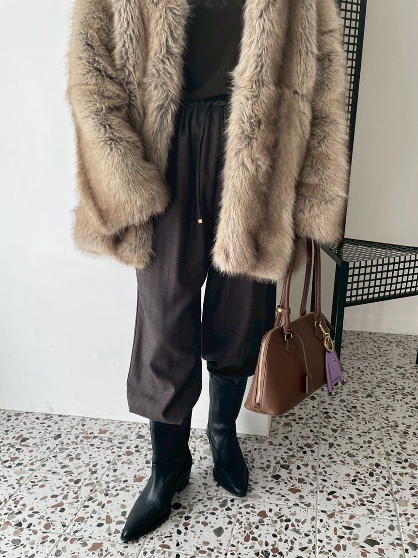 Mila Owen「ウエストゴムヘリンボーンイージーパンツ」|チノ|