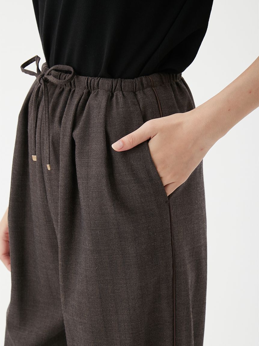 Mila Owen「ウエストゴムヘリンボーンイージーパンツ」|チノ|