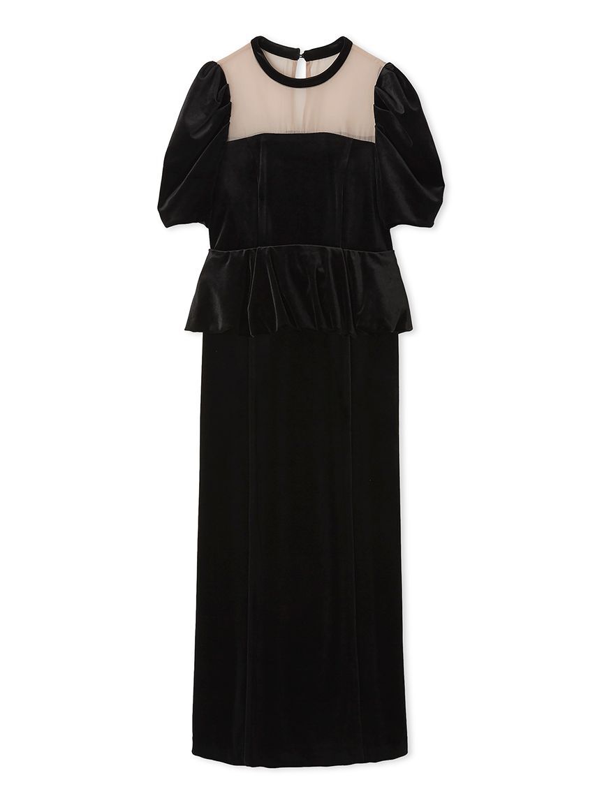 LILY BROWN「ペプラムベロアドレス」|ドレス|BLK