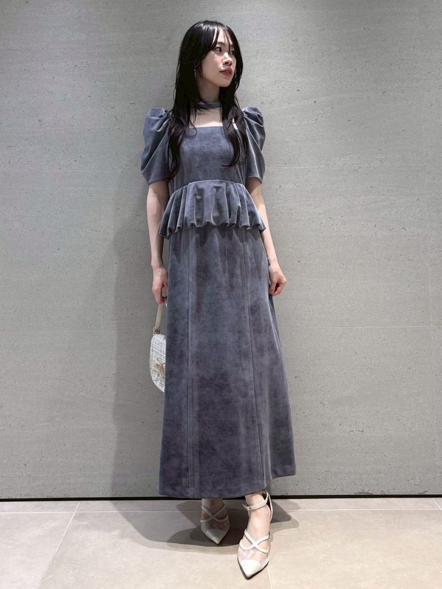 LILY BROWN「ペプラムベロアドレス」|ドレス|