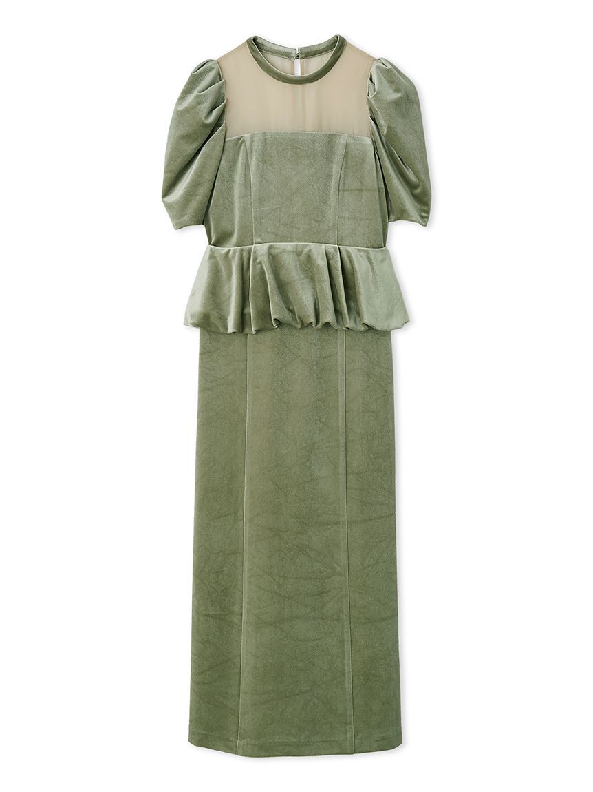 LILY BROWN「ペプラムベロアドレス」|ドレス|